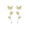 Pendientes Metálicos Largos de Encaje Mariposa con Borla de Diamantes Diseño Único Nicho Exquisitos de Moda Versátiles para Mujer
