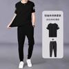 Traje Fresco de Seda de Hielo para Hombre Verano Camiseta de Secado Rápido Pantalones Traje Deportivo Casual de Dos Piezas [Traje de Pantalón de Manga Corta]