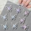 Acessórios de arte para unhas: Pedras de Strass Borboleta Aurora Iridescente para Unhas, Borboleta Oca de Liga Dupla Camada Tridimensional Decorações de Unha Usáveis