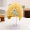 Chapéu de Bebê Menino Chapéu de Tricô Desenho Animado Dinossauro Bebê Chapéu de Lã Mês Pequeno Proteção Auricular Quente à Prova de Vento Chapéu de Camada Dupla