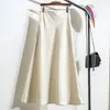 High-end Elegante Cor Champanhe Ácido Acético Imitação de Cetim Linha A Saia Primavera e Outono Saia Nova Saia Feminina 2024 Saia Longa