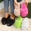 Chinelos Fofos Femininos Transfronteiriços Antiderrapantes Sapatos Femininos de Casa com Solado Grosso Chinelos de Algodão Fofos Pós-parto