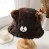 Chapéu de Pescador Feminino Outono e Inverno Novo Estilo Desenho Animado Ragdoll Moda Rosto Exposto Pequeno Chapéu de Bacia Recheado Chapéu Quente à Prova de Frio
