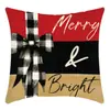 Funda de Almohada Estampado a Cuadros de Gnomo Navideño, Muñeco de Nieve y Árbol de Navidad, Funda de Cojín Cuadrada Desmontable y Lavable, Decoración Infantil de Dibujos Animados para Sofá