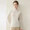 Nuevo suéter de punto de cachemira de alta gama para otoño e invierno, 100% cachemira de cabra pura, jersey de cuello semialto para el trabajo, dobladillo enrollado, suéter cálido