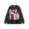 Camiseta de manga curta e manga comprida estilo hip-hop americano transfronteiriço, lavada, antiga, pesada, gola redonda, solta, casual, para amantes