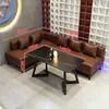 Sofá Curvo de Piel Marrón Lujo Ligero, Mesa de Reuniones con Encimera de Pizarra, Mesa y Sillas de Ocio para Sala de Estar, Bar, KTV y Salas Privadas para Uso Comercial