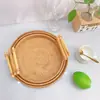 Cesta de Rattan Tecida à Mão do Vietnã Cesta para Lanches Pão Piquenique Cesta de Armazenamento para Mesa de Sala de Estar Cesta de Armazenamento Portátil com Duas Alças