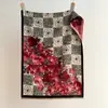 Lenço xadrez jacquard de camélia vintage de luxo leve com franjas, xale grande elegante de cachemira sintética para outono e inverno
