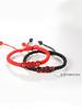 Pulseira de Casal Um Par de Pulseiras de Ágata Vermelha Trançada à Mão para Casais Amigos Homem e Mulher Presente de Ano de Nascimento