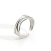 Anillo de Acero de Titanio para Mujer, Estilo Coreano, Moderno, Sencillo, Multicapa, Líneas Envolventes, Apertura Cruzada, Estilo Frío de Nicho, Venta al por Mayor