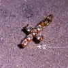 Acessórios Banhados a Ouro Cobre com Pingente de Cruz de Diamante Branco Pulseira de Tecelagem Feita à Mão Corrente de Colar
