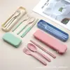 Vajilla de Paja de Trigo Traje Conveniente Cuchillo, Tenedor y Cuchara Juego de Tres Piezas Tenedor de Plástico Cuchara Palillos Simple Regalo Comercial