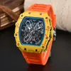 Venta al por mayor de fábrica al contado Comercio exterior transfronterizo Tipo barril Richard Fibra de carbono hueca Tendencia de moda Reloj de cuarzo para hombre