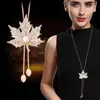 Estilo Coreano Moda Outono e Inverno Corrente de Lã de Cristal Feminina Elegante Simples Franja Longa Pingente Colar Acessórios de Pingente para Roupas