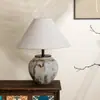 Lámpara de Mesa de Arcilla Estilo Wabi-Sabi, Cerámica Gruesa Estilo Chino para Sala de Estar Hotel Casa de Huéspedes Dormitorio de Diseñador Mesita de Noche Lámpara LED