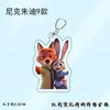 Zootopia-Temática Judy y Nick Linda Pareja Acrílico Doble Cara Llavero Colgante para Mochila Pequeño Regalo
