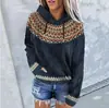 Tricô com Capuz Europeu e Americano Outono/Inverno Estampa Digital 3D Unissex Gola Redonda Suéter Pulôver Top