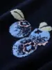 Qualidade de Balcão 2025 Novo Jacquard de Mirtilo Tridimensional Manga Longa Solto Gola Redonda Casual Moda Feminina Suéter de Caxemira