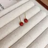 Serie Roja~Aretes de Gota de Aceite en Forma de Corazón, Aretes de Botón Vintage de Lujo Ligero de Gama Alta, Aretes de Moda Otoño e Invierno, Venta al por Mayor de Nicho