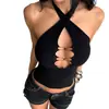 Top de tirantes hueco sexy europeo y americano para mujer, top corto ajustado para chica caliente, realzador de pecho, top corto, lencería erótica transfronteriza, bandeau