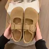 Sapatos Mary Jane Estilo Floresta Retrô com Fivela de Uma Tira para Mulheres, Fofos e Peculiares, Sola Grossa, Sapatos Casuais de Camurça Estilo Birkenstock Artístico
