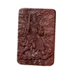 Madeira de Jujuba Raiada Pingente de Zhao Gongming Deus da Riqueza Dupla Face Brilho Dourado e Estrela Roxa Relevo Ferramenta de Ritual Taoísta de 46 Cartas para Manuseio