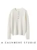 Suéter de cachemira para mujer, nuevo estilo otoño e invierno, jersey de punto trenzado vintage, top de punto suelto de cachemira de cabra de color liso