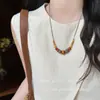 Nova Colar Pingente de Madeira com Contas Estilo Chinês Retrô para Mulheres Design de Nicho Estilo Étnico Moda Versátil Corrente Longa para Suéter
