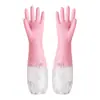 Guantes cómodos para lavar platos en el hogar, Longitud extendida, Cocina para mujer, Forrados con vellón, Látex de goma engrosado, Goma plástica impermeable, Duraderos