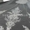 Moda nuevo hecho a mano fila flor larga doble cola grande velo blanco maquillaje boda novia principal accesorios de boda