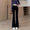 El comercio transfronterizo te hace ver más alto y delgado pantalones negros ajustados de doble botón para mujer corte slim jeans de verano microacampanados elásticos para mujer