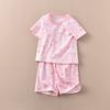 Conjunto infantil de shorts e camiseta de manga curta para meninos e meninas, roupa de casa, algodão com amônia, solto, popular, Songyou xisongwu, exportação para o Japão A