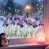 Hs-Jd1897C Flor de Lirio Morado Acuarela Mariposa Margarita Pegatina Estática de Vidrio para Dormitorio Calcomanía Floral de Primavera para Ventana