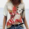 Camiseta de manga corta con cuello en V y estampado de conejo para mujer, estilo europeo y americano, de Amazon, combinable con todo, 2025