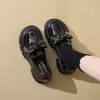 Zapatos de Cuero con Suela Gruesa para Mujer 2026 Nuevo Estilo Primavera y Otoño Estilo Británico Mocasines de Suela Blanda para Mujer Aumentadores de Altura Versátiles Slip-Ons