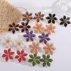 Pendientes de Flor de Rosella con Aguja de Plata 925 Estilo Francés Vintage Estilo Hong Kong Esmalte Flor Roja Pendientes de Botón Flor Pequeña Tridimensional Joyería