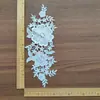 Blanco soluble en agua hueco accesorio de tapeta frontal para prenda DIY hecho a mano tela parche para vestido de novia encaje bordado