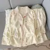Pijama Rayado de Osito de Algodón Nube Lindo para Primavera y Otoño para Mujer, Casual, Manga Larga, Pantalón Largo, Estudiante, Se Puede Usar Fuera de Casa, Ropa para el Hogar