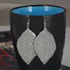 Recolección Transfronteriza de Pendientes Metálicos con Hojas Geométricas Escarchadas, Ganchos para Orejas Creativos Personalizados con Borla de Hoja Redonda Hueca