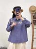 Primavera 2025 bordado flor hilo de algodón doble camisa mujer holgada combinable todo con manga larga cárdigan top venta al por mayor