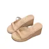 Sandalias de Cuña Abiertas Transparente Estilo Francés para Mujer, Adecuadas para Uso en Exteriores, Versátil Estilo Hada Verano 2026, Perfectas para Combinar con Vestidos, Sandalias Impresionantes