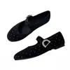 Sapatilhas Femininas Estilo Francês 2026 Primavera e Outono Novo Design Retrô Sapatos Baixos de Ballet Boca Rasa Sapatos Mary Jane com Strass