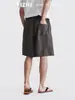 Pantalones Cortos de Cinco Puntos Cosidos en la Costura Lateral de Lyocell para Hombre, Ligeros de Verano, Ligeramente Arrugados, Transpirables, Casuales de Pierna Recta Suelta