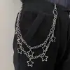 Cadena de Bolso Europea y Americana Transfronteriza Joyería Punk Metal Cadena con Colgante de Estrella de Cinco Puntas Hip-hop Tendencia Genial Combinación Perfecta Cadena para Pantalones de Hombre y Mujer