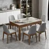 Juego de mesa de comedor y sillas de pizarra estilo italiano, mesa de comedor moderna para uso doméstico, madera maciza, tamaño pequeño, lujo ligero, mesa de comedor rectangular estilo occidental