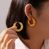 Pendientes de lentejuelas con costuras redondas europeas y americanas con personalidad C, pendientes chapados en oro de 18 quilates y acero de titanio, que no se decoloran, al por mayor.