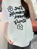 Estilo Oscuro Coreano Casual Estampado Camiseta de Manga Corta Tops Algodón Puro Camiseta de Manga Corta Ropa de Calle para Mujer Verano 5 Puntos