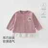 Ropa para Bebé Chaqueta de Primavera y Otoño para Niñas Moda Dobladillo de Encaje Cardigan de Manga Larga Abrigo para Bebés y Niños Pequeños
