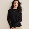 Nueva colección de otoño: Camiseta de manga larga para mujer hecha de punto de Lyocell Tencel y lana, adecuada para usar en capas o como prenda exterior